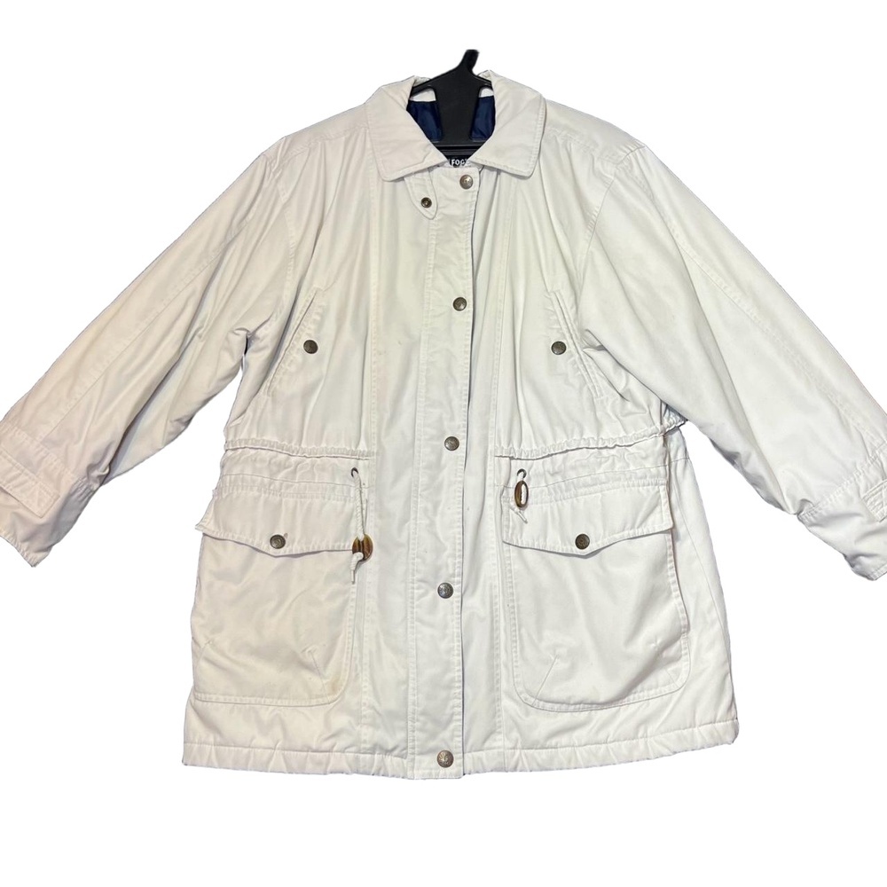 London Fog Jacket Womens 14 Beige‎ Vintage Utility Anorak Drawstring Outdoorsy